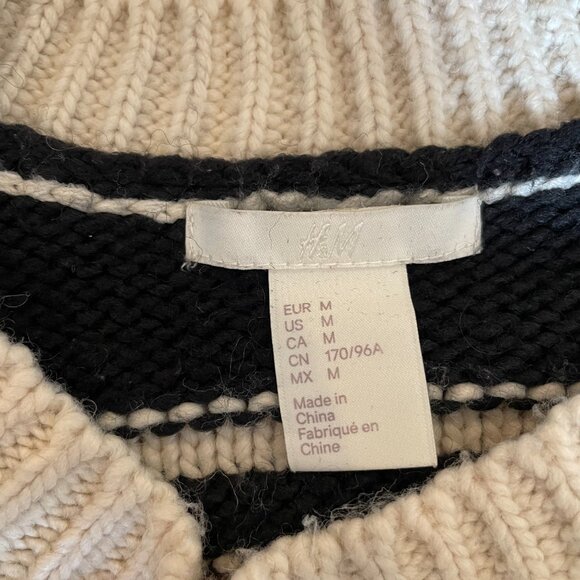H&M Black and Cream Striped Sweater - Picture 3 of 3